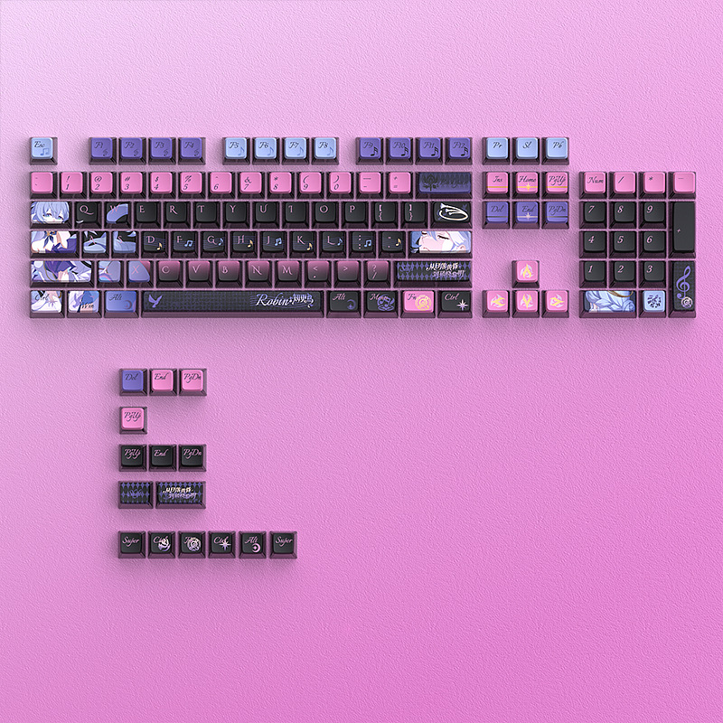 Keycap xuyên led pudding profile SA màu tím- pbt chủ đề wibu 