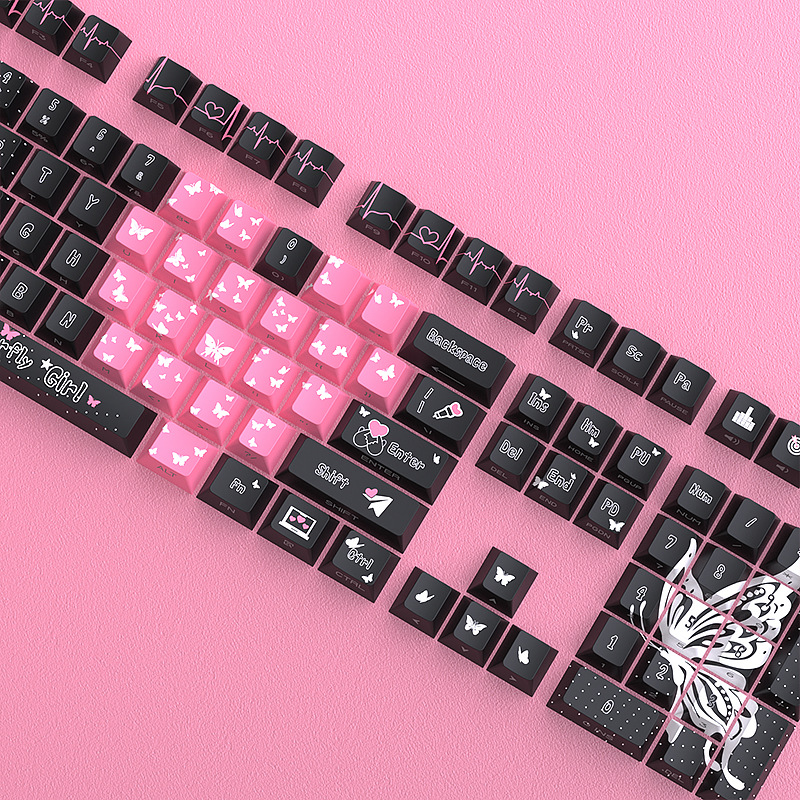 Keycap Butterfly girl hồng đen
